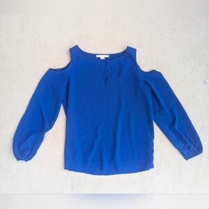 Elegant Blue Cold Shoulder Blouse